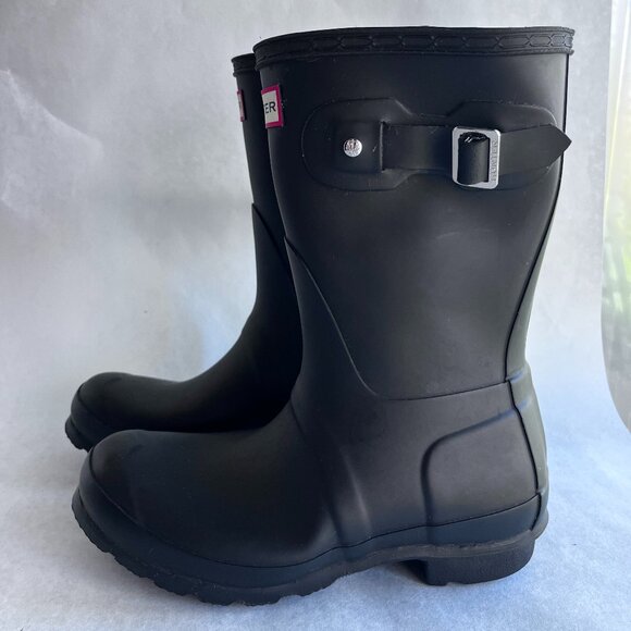 Women's Hunter Original Matte Black Mid Calf  Rain Boots Size 6 - Picture 4 of 7
